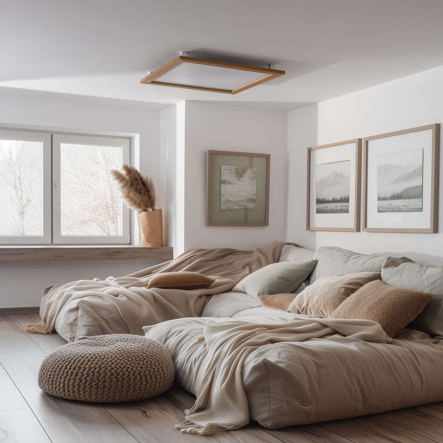 Brilagi - LED Plafonjera SLIMFRAME WOOD LED/58W/230V 64x64 cm braon