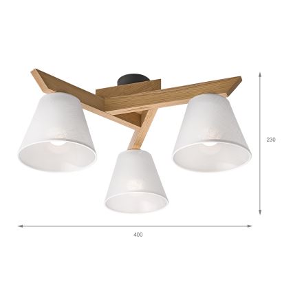 Brilagi - LED Plafonski luster ANTHONY 3xE14/40W/230V hrast/bela