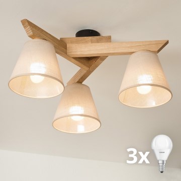Brilagi - LED plafonski luster ANTHONY 3xE14/40W/230V hrast/bež