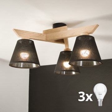 Brilagi - LED plafonski luster ANTHONY 3xE14/40W/230V hrast/crna