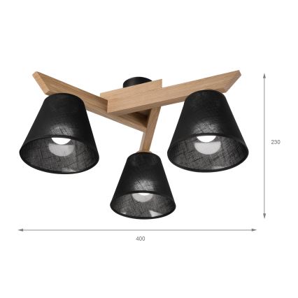 Brilagi - LED plafonski luster ANTHONY 3xE14/40W/230V hrast/crna