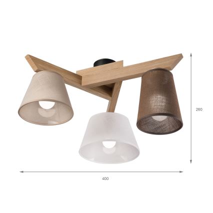 Brilagi - LED Plafonski luster ANTHONY 3xE14/40W/230V hrast