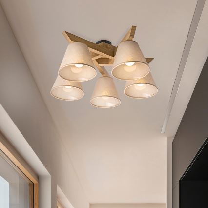 Brilagi - LED Plafonski luster ANTHONY 5xE14/40W/230V hrast/bež