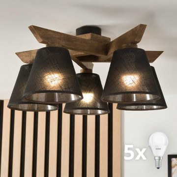 Brilagi - LED Plafonski luster ANTHONY 5xE14/40W/230V hrast orah/crna