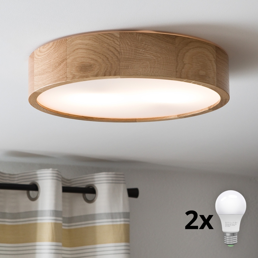 Brilagi - LED plafonsko svetlo CARVALHO 2xE27/60W/230V hrast, prečnik 37,5 cm
