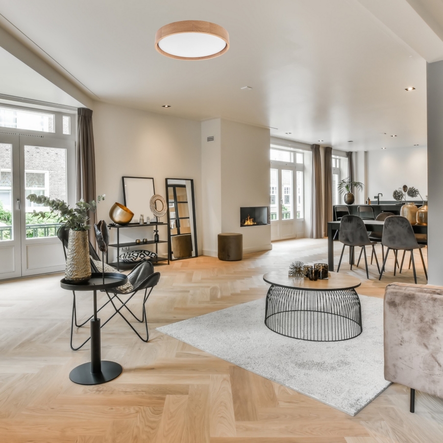 Brilagi - LED prigušiva plafonska svetiljka MANAROLA SMART LED/24W/230V 2700-6500K hrast prečnik 41 cm Wi-Fi + daljinsko upravljanje Tuya