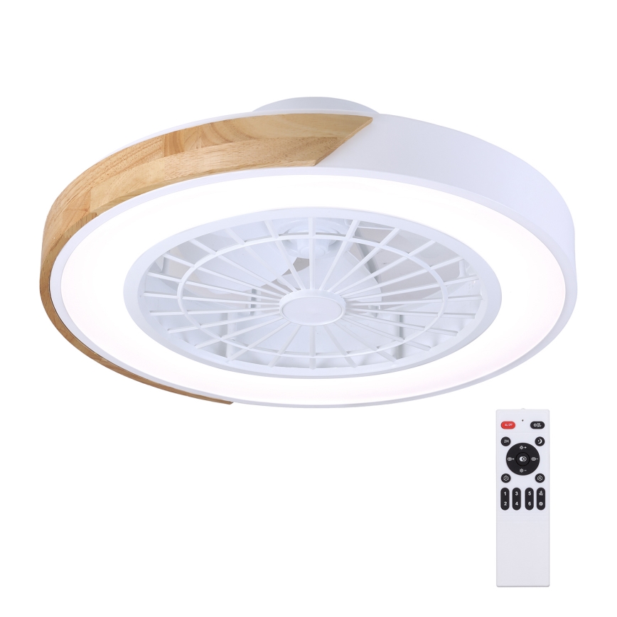 Brilagi - LED Prigušiva plafonjera sa ventilatorom LED/30W/230V 3000-6500K bela/hrast + Daljinski upravljač