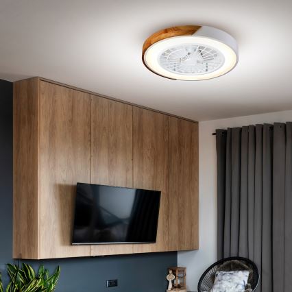 Brilagi - LED Prigušiva plafonjera sa ventilatorom LED/30W/230V 3000-6500K bela/hrast + Daljinski upravljač