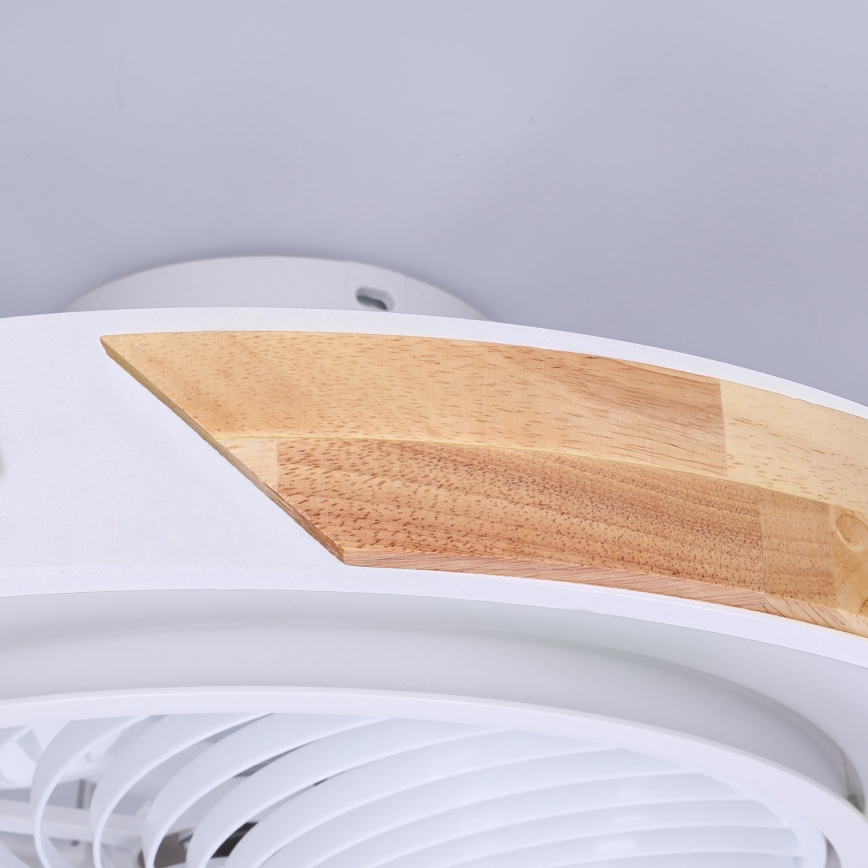 Brilagi - LED Prigušiva plafonjera sa ventilatorom LED/30W/230V 3000-6500K bela/hrast + Daljinski upravljač