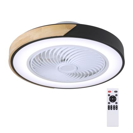 Brilagi - LED Prigušiva plafonjera sa ventilatorom LED/30W/230V 3000-6500K crno/hrast + Daljinski upravljač