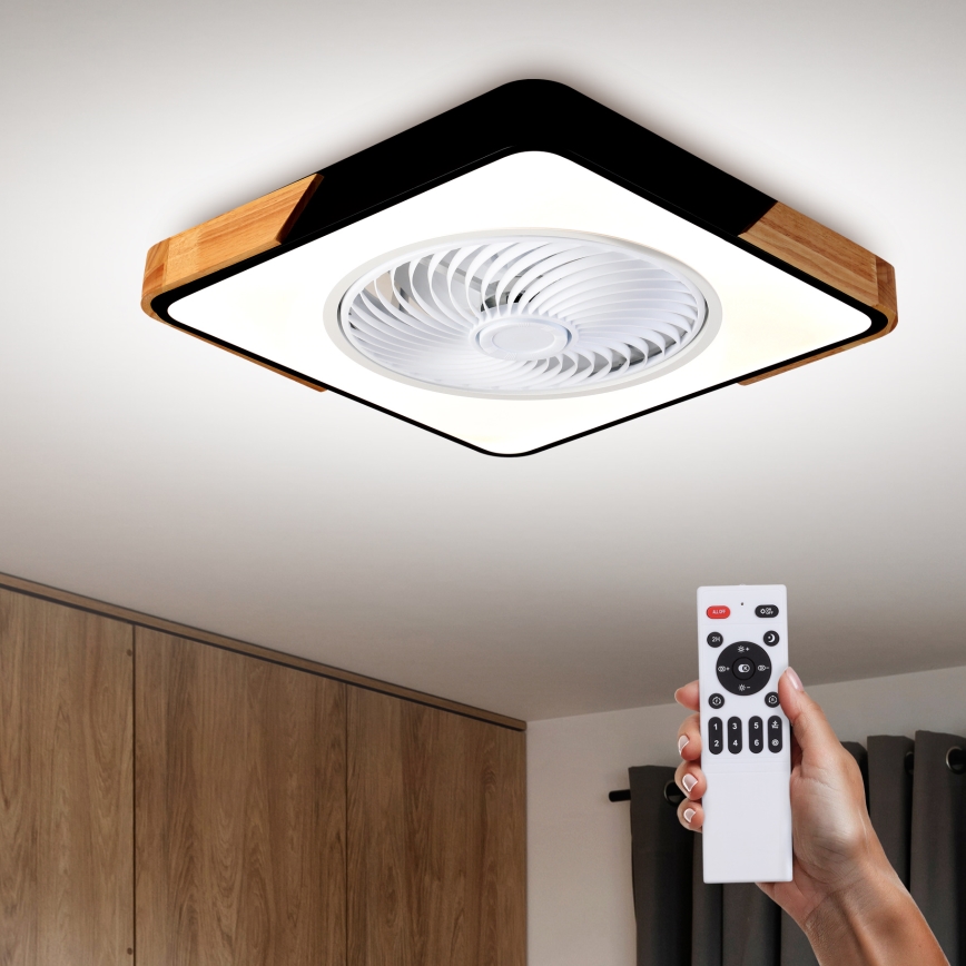 Brilagi - LED Prigušiva plafonjera sa ventilatorom LED/30W/230V 3000-6500K crno/hrast + Daljinski upravljač