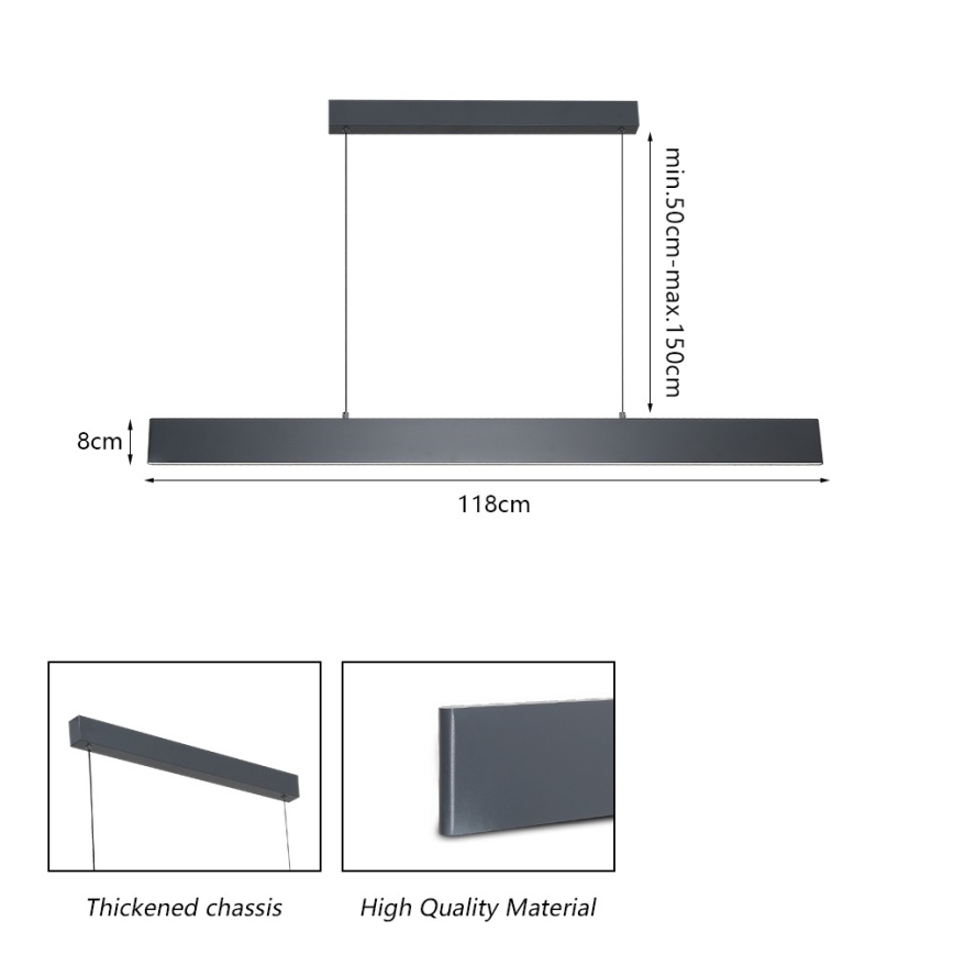 Brilagi - LED Prigušivi luster na sajli SLIMLINE LED/40W/230V 3000-6000K Antracit + Daljinski upravljač
