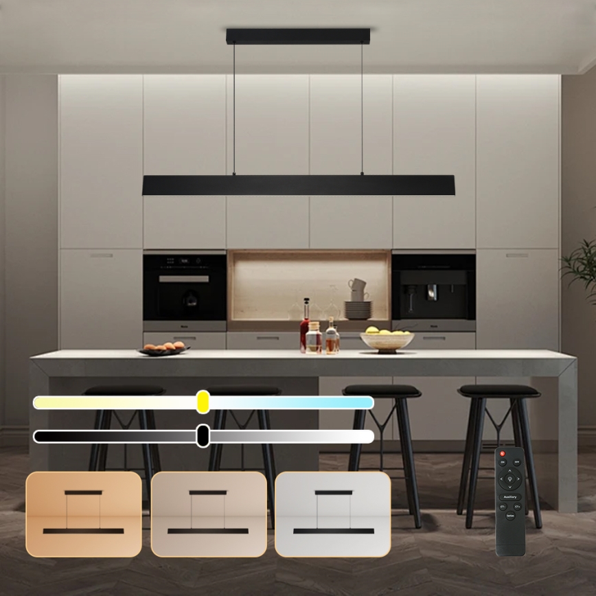 Brilagi - LED Prigušivi luster na sajli SLIMLINE LED/40W/230V 3000-6000K crno + Daljinski upravljač