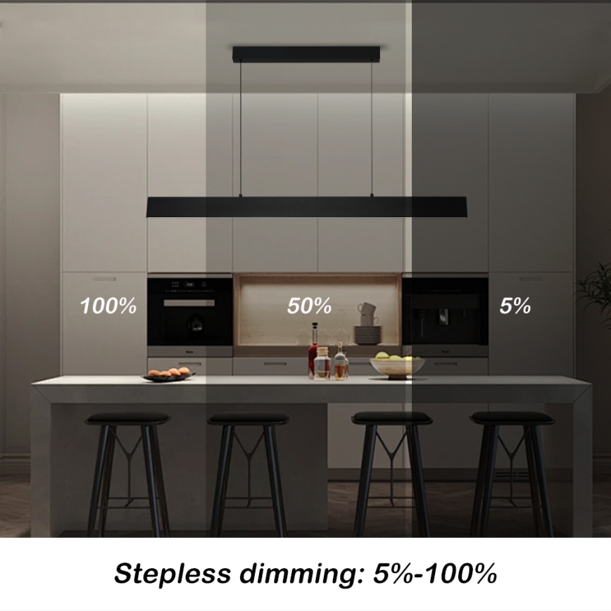 Brilagi - LED Prigušivi luster na sajli SLIMLINE LED/40W/230V 3000-6000K crno + Daljinski upravljač