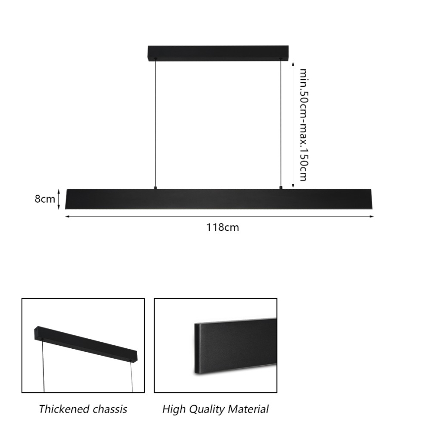 Brilagi - LED Prigušivi luster na sajli SLIMLINE LED/40W/230V 3000-6000K crno + Daljinski upravljač