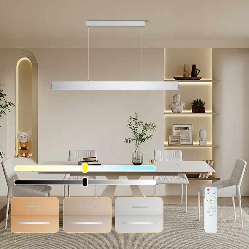 Brilagi - LED Prigušivi luster na sajli SLIMLINE LED/40W/230V 3000-6000K srebrno + Daljinski upravljač