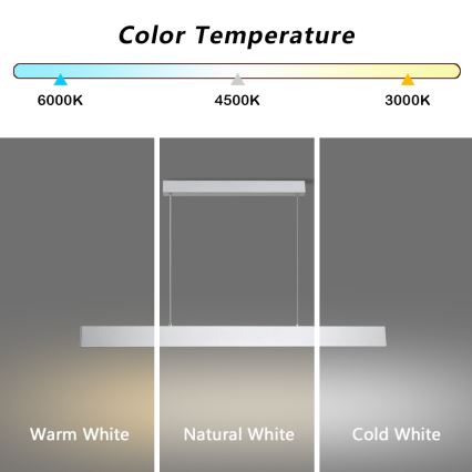 Brilagi - LED Prigušivi luster na sajli SLIMLINE LED/40W/230V 3000-6000K srebrno + Daljinski upravljač