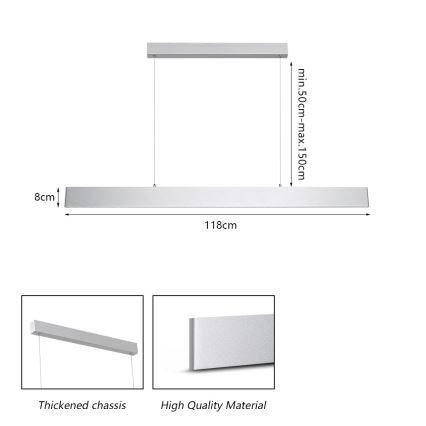 Brilagi - LED Prigušivi luster na sajli SLIMLINE LED/40W/230V 3000-6000K srebrno + Daljinski upravljač