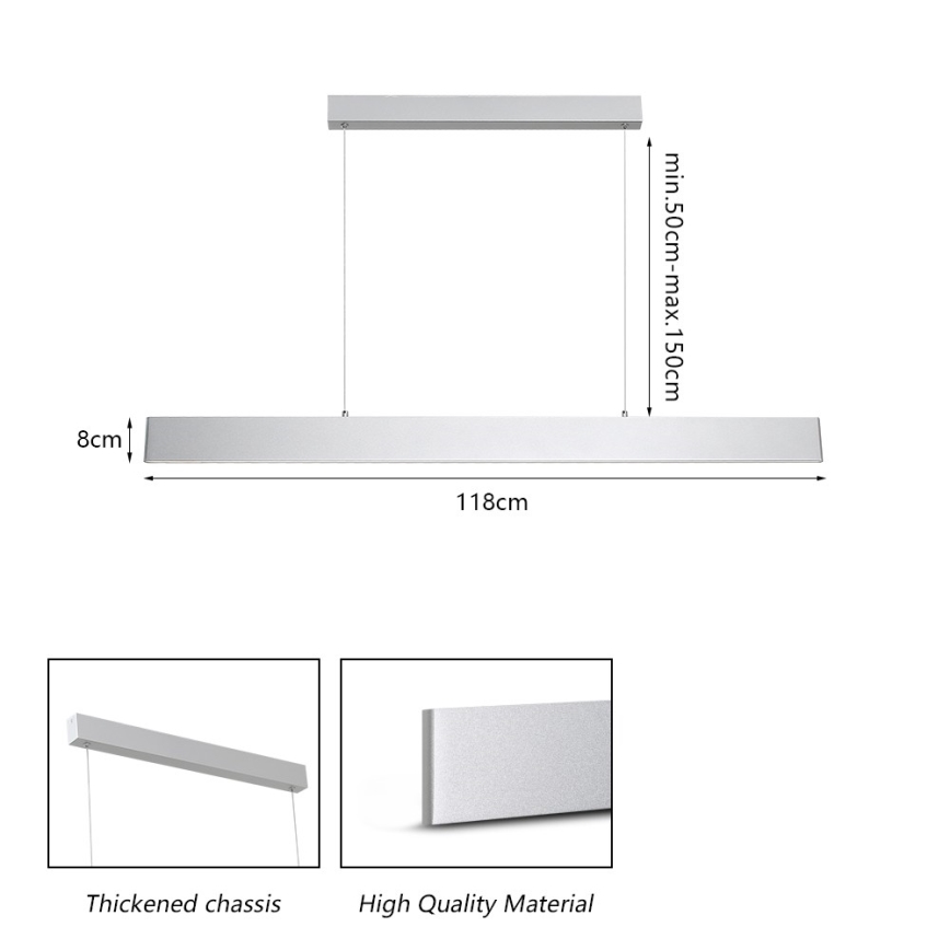 Brilagi - LED Prigušivi luster na sajli SLIMLINE LED/40W/230V 3000-6000K srebrno + Daljinski upravljač