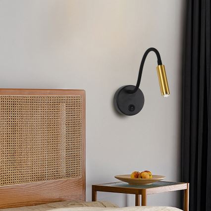 Brilagi - LED Prigušiva fleksibilna zidna lampa MAYA 1xG9/4W/230V crno/zlatna 2700-6500K Wi-Fi Tuya