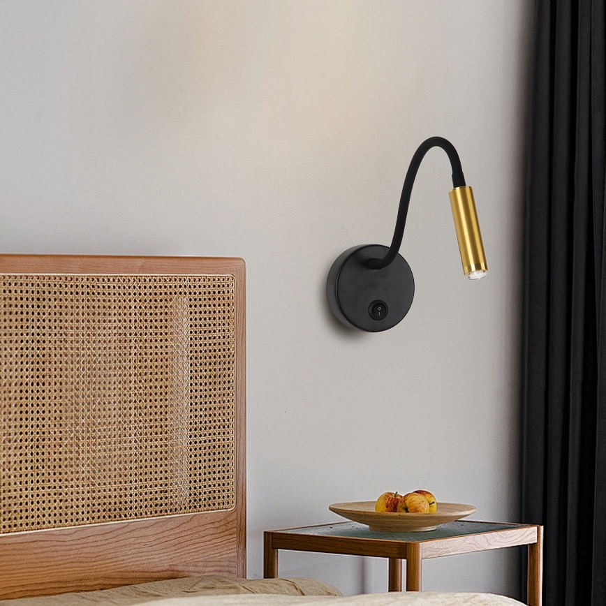 Brilagi - LED Prigušiva fleksibilna zidna lampa MAYA 1xG9/4W/230V crno/zlatna 2700-6500K Wi-Fi Tuya