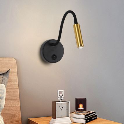 Brilagi - LED Prigušiva fleksibilna zidna lampa MAYA 1xG9/4W/230V crno/zlatna 2700-6500K Wi-Fi Tuya