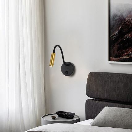 Brilagi - LED Prigušiva fleksibilna zidna lampa MAYA 1xG9/4W/230V crno/zlatna 2700-6500K Wi-Fi Tuya