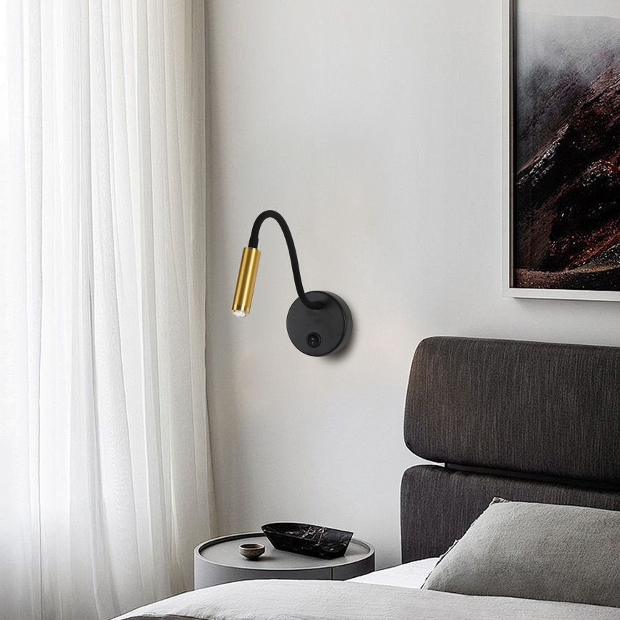 Brilagi - LED Prigušiva fleksibilna zidna lampa MAYA 1xG9/4W/230V crno/zlatna 2700-6500K Wi-Fi Tuya