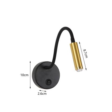Brilagi - LED Prigušiva fleksibilna zidna lampa MAYA 1xG9/4W/230V crno/zlatna 2700-6500K Wi-Fi Tuya