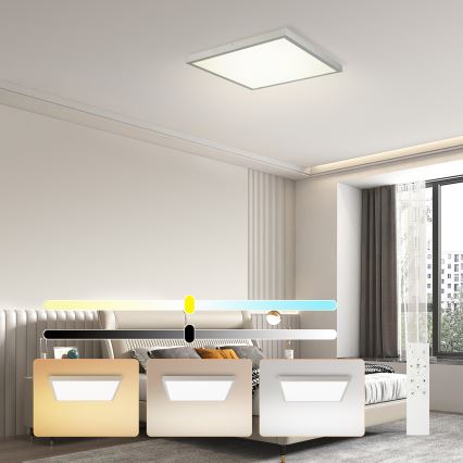 Brilagi - prigušiva LED plafonska lampa za kupatilo FRAME SMART LED/50W/230V 60x60 cm 3000-6000K IP44 srebrna + daljinski upravljač