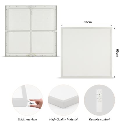 Brilagi - prigušiva LED plafonska lampa za kupatilo FRAME SMART LED/50W/230V 60x60 cm 3000-6000K IP44 srebrna + daljinski upravljač