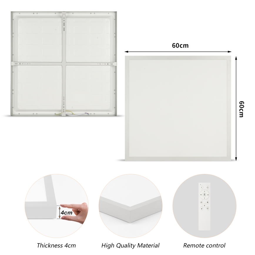Brilagi - prigušiva LED plafonska lampa za kupatilo FRAME SMART LED/50W/230V 60x60 cm 3000-6000K IP44 srebrna + daljinski upravljač