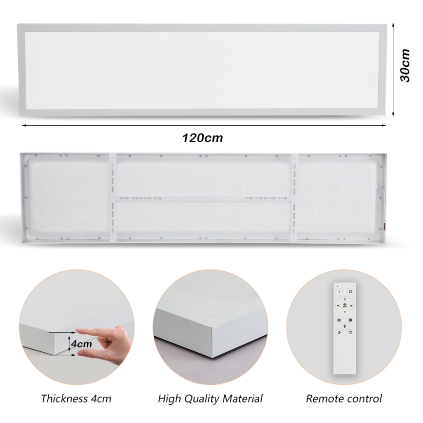 Brilagi - LED plafonsko svetlo za kupatilo FRAME SMART, prigušiva, LED/50W/230V, 30x120 cm, 3000-6000K, IP44, bela + daljinski upravljač