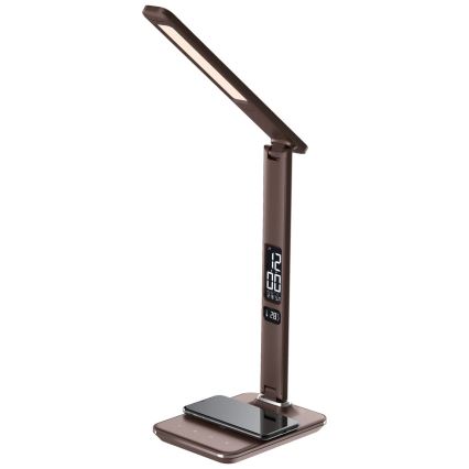 Brilagi - LED Prigušiva stolna lampa s bežičnim punjenjem QI i USB-om REGINA LED/8,5W/230V smeđa