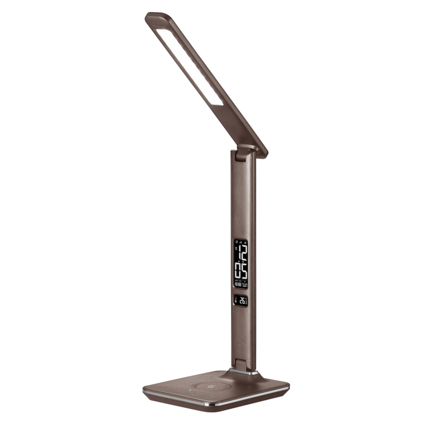 Brilagi - LED Prigušiva stolna lampa s bežičnim punjenjem QI i USB-om REGINA LED/8,5W/230V smeđa