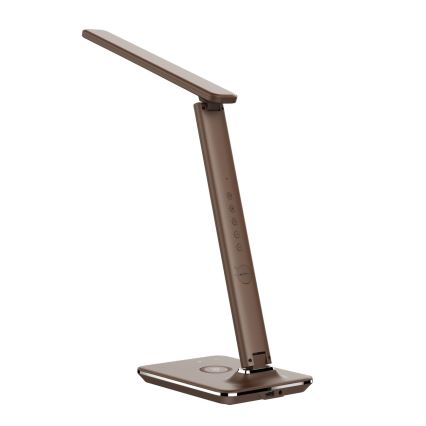 Brilagi - LED prigušiva stona lampa sa bežičnim QI punjenjem i USB priključkom REGINA LED/8,5W/230V braon