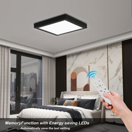 Brilagi - LED prigušiva kupatilska plafonska svetiljka FRAME SMART LED/24W/230V 30x30 cm 3000-6000K IP44 crna + daljinsko upravljanje