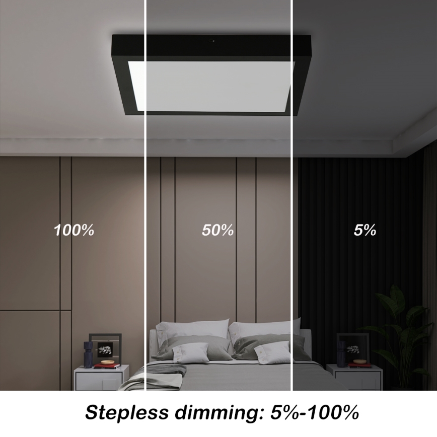 Brilagi - LED prigušiva kupatilska plafonska svetiljka FRAME SMART LED/24W/230V 30x30 cm 3000-6000K IP44 crna + daljinsko upravljanje