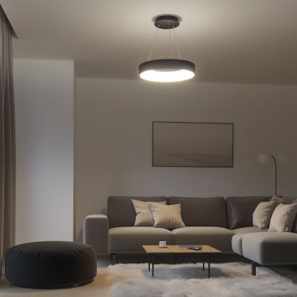 Brilagi - LED prigušiva luster na sajli FALCON LED/80W/230V 3000-6500K Ø 60 cm crna + daljinski upravljač
