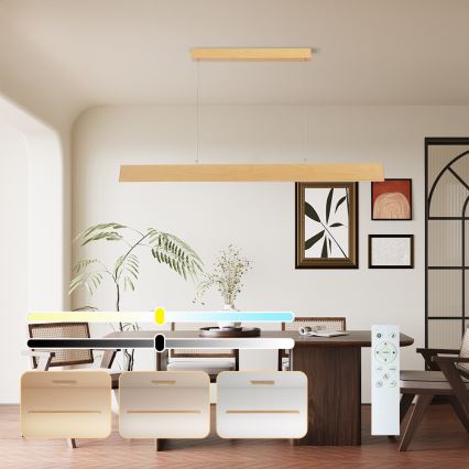 Brilagi - LED prigušiva luster na sajli SLIMLINE LED/40W/230V 3000-6000K hrastov dekor + daljinski upravljač