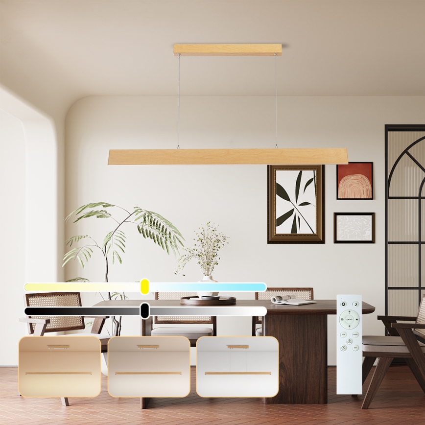 Brilagi - LED prigušiva luster na sajli SLIMLINE LED/40W/230V 3000-6000K hrastov dekor + daljinski upravljač