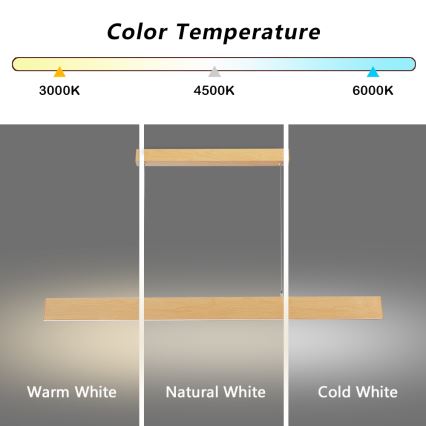 Brilagi - LED prigušiva luster na sajli SLIMLINE LED/40W/230V 3000-6000K hrastov dekor + daljinski upravljač