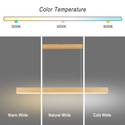 Brilagi - LED prigušiva luster SLEEKLINE SMART LED/40W/230V Wi-Fi Tuya dekor hrasta + daljinski upravljač