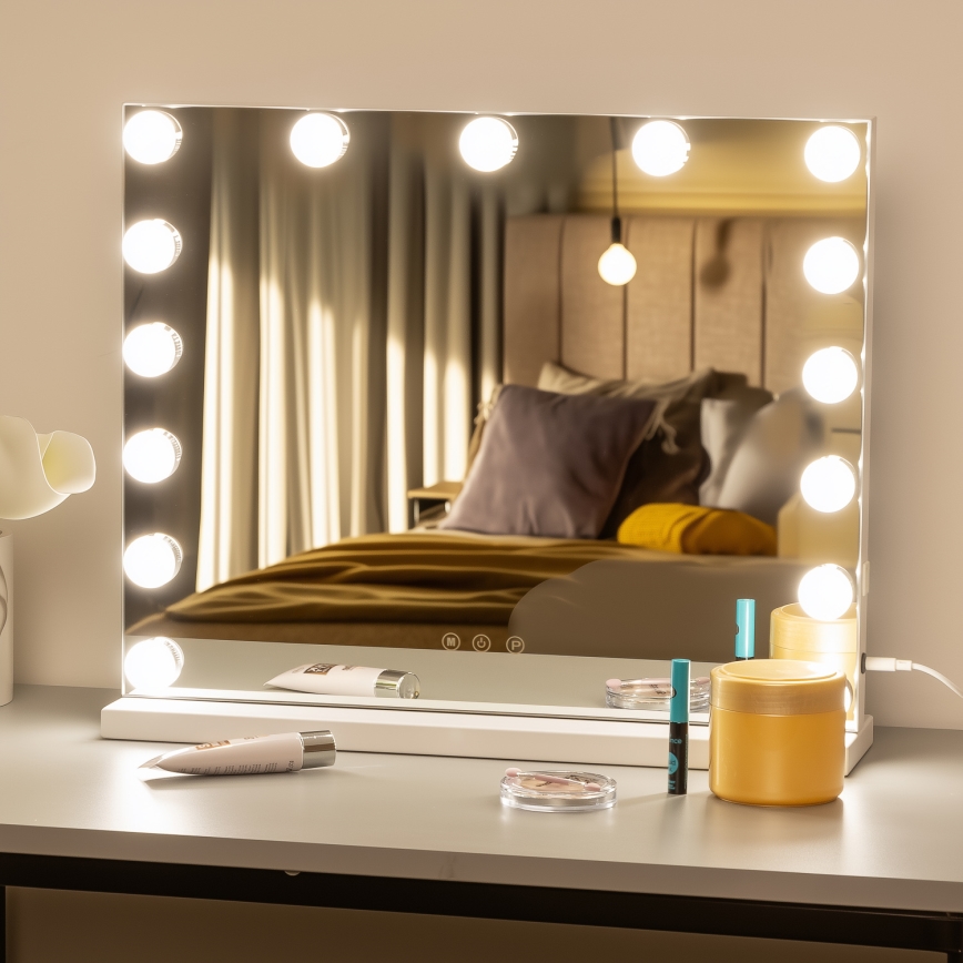 Brilagi - LED prigušiva make-up ogledalo HOLLYWOOD LED/15W/230V 3000/4000/6500K bela