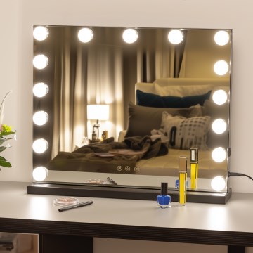 Brilagi - LED prigušiva make-up ogledalo HOLLYWOOD LED/15W/230V 3000/4000/6500K crna