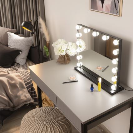 Brilagi - LED prigušiva make-up ogledalo HOLLYWOOD LED/15W/230V 3000/4000/6500K crna