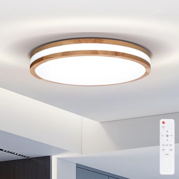 Brilagi - LED Prigušiva plafonjera MOLINA LED/48W/230V 3000-6500K hrast pr. 38 cm + Daljinski upravljač