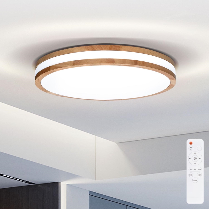 Brilagi - LED Prigušiva plafonjera MOLINA LED/48W/230V 3000-6500K hrast pr. 38 cm + Daljinski upravljač
