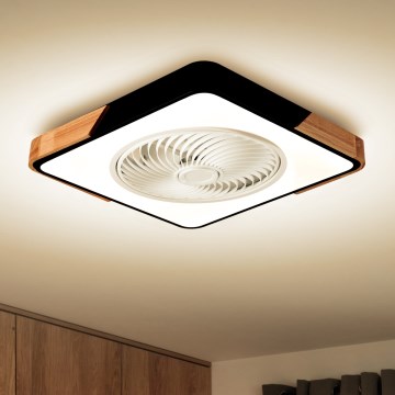 Brilagi - LED Prigušiva plafonjera sa ventilatorom LED/30W/230V 3000-6500K crno/hrast + Daljinski upravljač