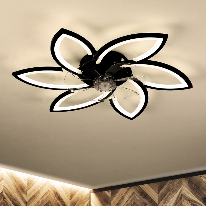 Brilagi - LED Prigušiva plafonjera sa ventilatorom LED/50W/230V 3000-6500K crno + Daljinski upravljač
